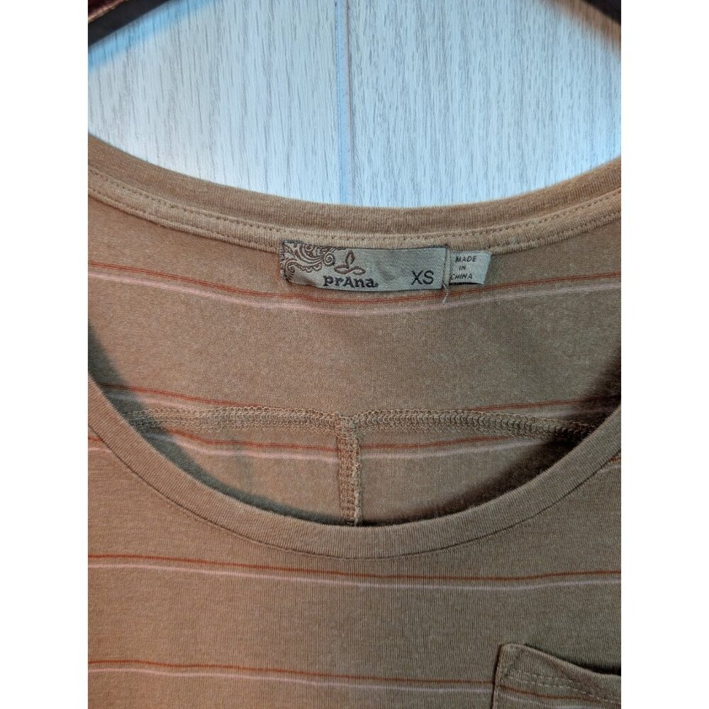 Prana XS Women ORGANIC Tencel SLEEVELESS Tank Top Cropped Orange Striped - Picture 3 of 6